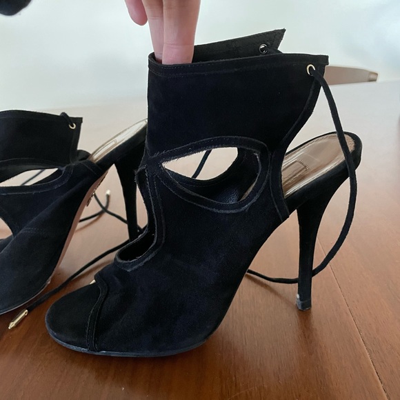 Aquazurra | Black Suede ‘Sexy Thing’ Cut Out Heels | Size 36.5 - Picture 3 of 6